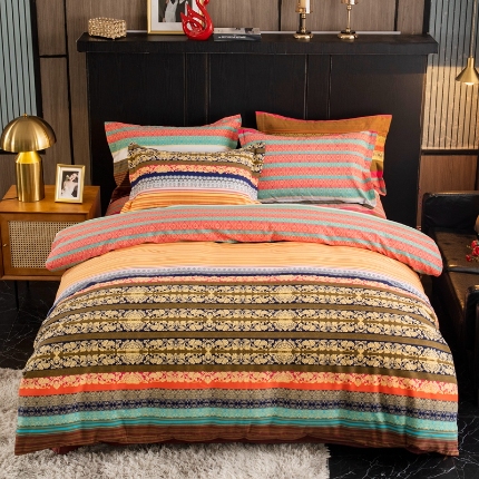 91家纺网 家纺一手货源 找家纺 （总）宝莱利家纺 2025加厚磨毛民族复古风四件套