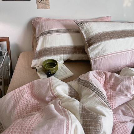 （总）艾咪-Amy ntmy 2025新款全棉色织小提花四件套-絮语      透明PE袋(如需手提无纺布包+5元)