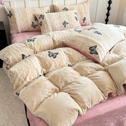 91家纺网 家纺一手货源 找家纺 （总）（总）2025苏东来家纺1工艺款雕花绒牛奶绒四件套立体花刺绣绣花套件