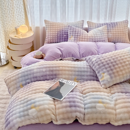 91家纺网 家纺一手货源 找家纺 （总）2025新款大泡泡兔兔牛奶绒单被套 