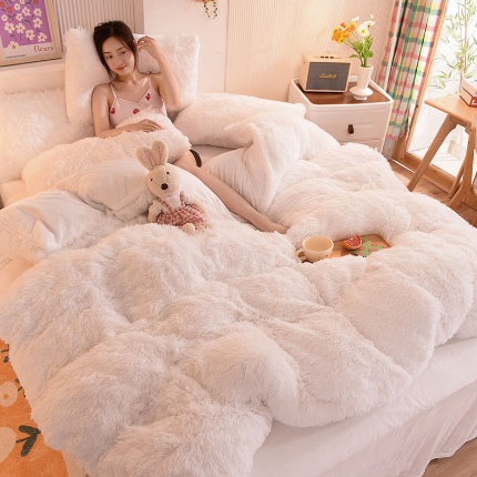 91家纺网 家纺一手货源 找家纺 （总）纯色水貂绒水晶绒长毛绒保暖牛奶绒兔绒四件套