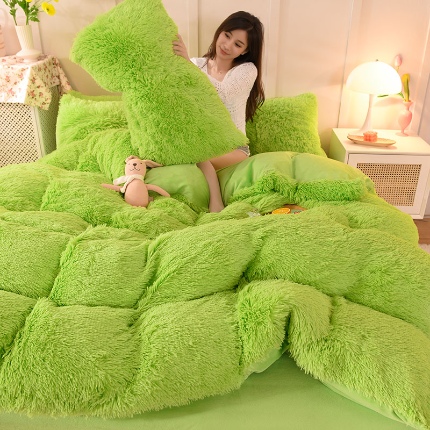 91家纺网 家纺一手货源 找家纺 （总）纯色水貂绒水晶绒长毛绒保暖牛奶绒兔绒四件套