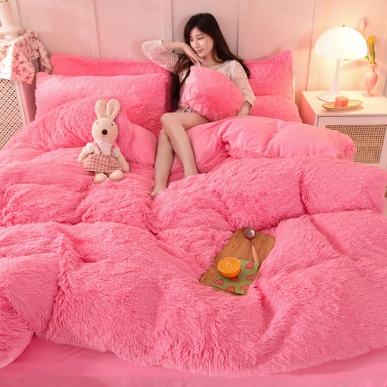 91家纺网 家纺一手货源 找家纺 （总）纯色水貂绒水晶绒长毛绒保暖牛奶绒兔绒四件套