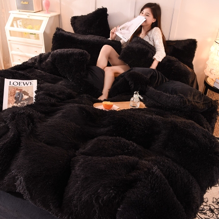 91家纺网 家纺一手货源 找家纺 （总）纯色水貂绒水晶绒长毛绒保暖牛奶绒兔绒四件套