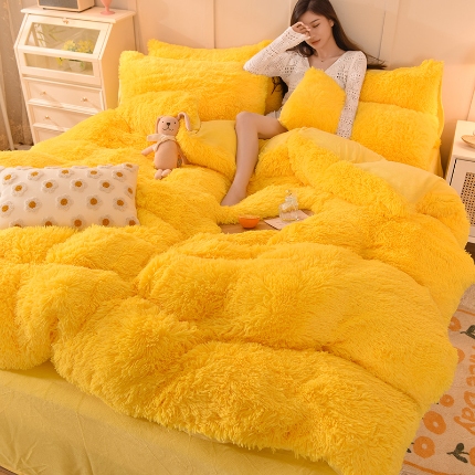 91家纺网 家纺一手货源 找家纺 （总）纯色水貂绒水晶绒长毛绒保暖牛奶绒兔绒四件套