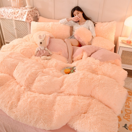 91家纺网 家纺一手货源 找家纺 （总）纯色水貂绒水晶绒长毛绒保暖牛奶绒兔绒四件套