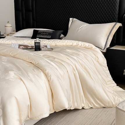 91家纺网 家纺一手货源 找家纺 （总）雅高 克洛伊-高定高密全棉纯棉贡缎银丝大提花51%有机生物基大豆被冬被被子被芯加厚全棉被子