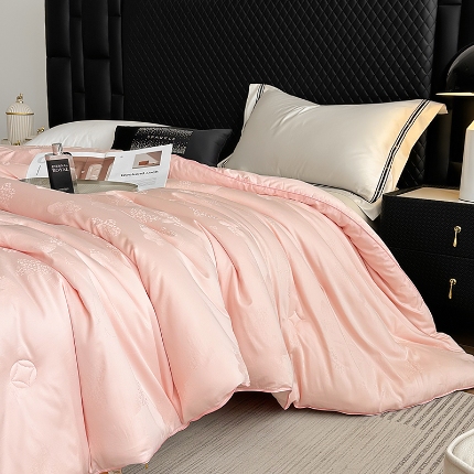 91家纺网 家纺一手货源 找家纺 （总）雅高 克洛伊-高定高密全棉纯棉贡缎银丝大提花51%有机生物基大豆被冬被被子被芯加厚全棉被子