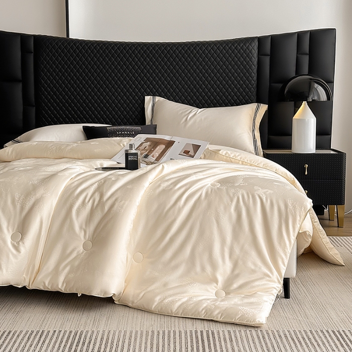 91家纺网 家纺一手货源 找家纺 （总）雅高 克洛伊-高定高密全棉纯棉贡缎银丝大提花51%有机生物基大豆被冬被被子被芯加厚全棉被子