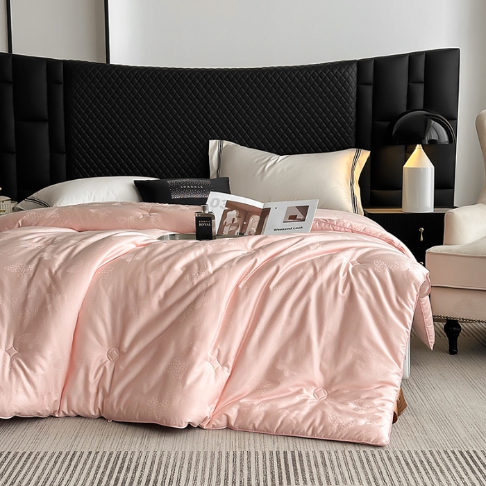 91家纺网 家纺一手货源 找家纺 （总）雅高 克洛伊-高定高密全棉纯棉贡缎银丝大提花51%有机生物基大豆被冬被被子被芯加厚全棉被子