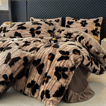 91家纺网 家纺一手货源 找家纺 （总）2025新品美拉德风格兔毛四件套牛奶绒加厚保暖套件