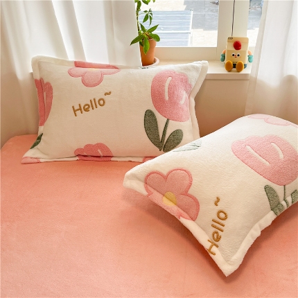 91家纺网 家纺一手货源 找家纺 （总）2025新款 卡通雪花绒枕套牛奶绒枕套