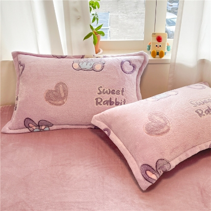 91家纺网 家纺一手货源 找家纺 （总）2025新款 卡通雪花绒枕套牛奶绒枕套