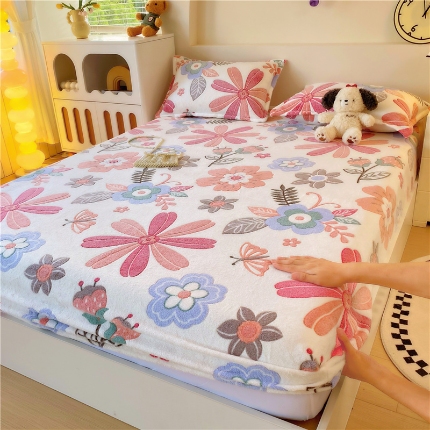 91家纺网 家纺一手货源 找家纺 （总）2025新款 雪花绒床笠牛奶绒床笠床垫保护套直播跨境外贸