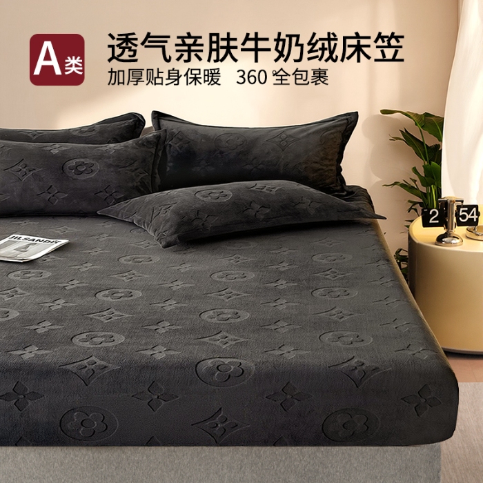 91家纺网 家纺一手货源 找家纺 （总）牛奶绒床笠单件珊瑚绒床罩加绒加厚床垫套保护罩保暖防滑床单套罩