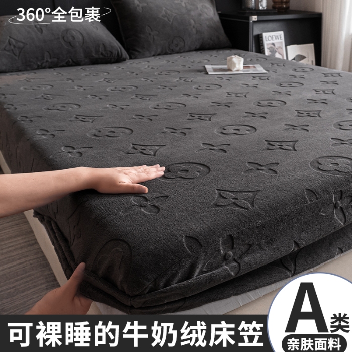 91家纺网 家纺一手货源 找家纺 （总）牛奶绒床笠单件珊瑚绒床罩加绒加厚床垫套保护罩保暖防滑床单套罩
