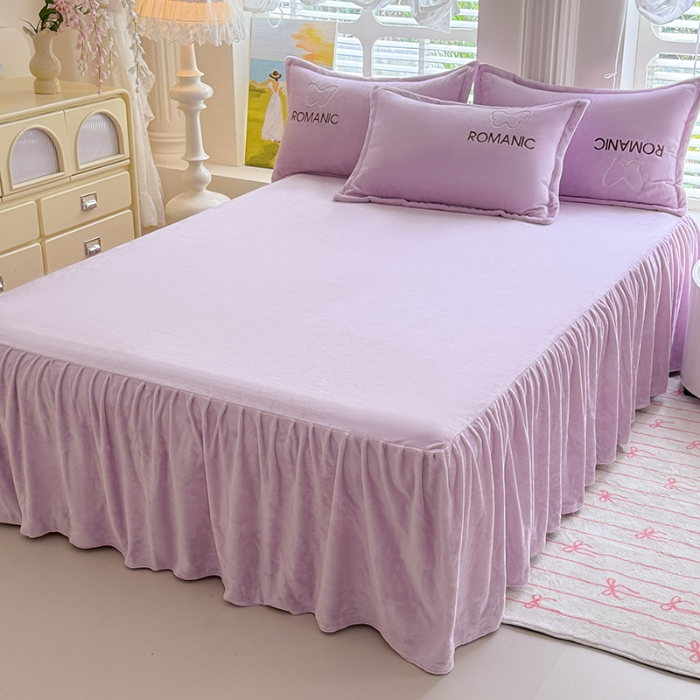 91家纺网 家纺一手货源 找家纺 （总）漫布云 2025新款简约ins风A类全消光230g牛奶绒公主绒四件套床裙款被套系列