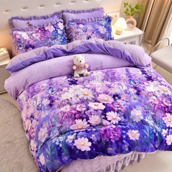 91家纺网 家纺一手货源 找家纺 （总）三友家纺 宝宝绒牛奶绒5D数码印花床盖四件套