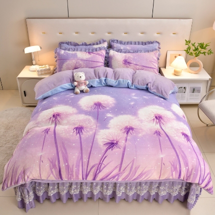 91家纺网 家纺一手货源 找家纺 （总）三友家纺 宝宝绒牛奶绒5D数码印花床盖四件套