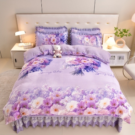 91家纺网 家纺一手货源 找家纺 （总）三友家纺 宝宝绒牛奶绒5D数码印花床盖四件套