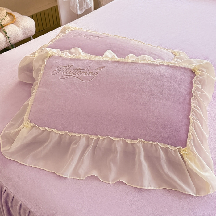 91家纺网 家纺一手货源 找家纺 漫布云 2025新款简约ins风A类全消光230g牛奶绒公主绒四件套床裙款被套-彩蝶系列