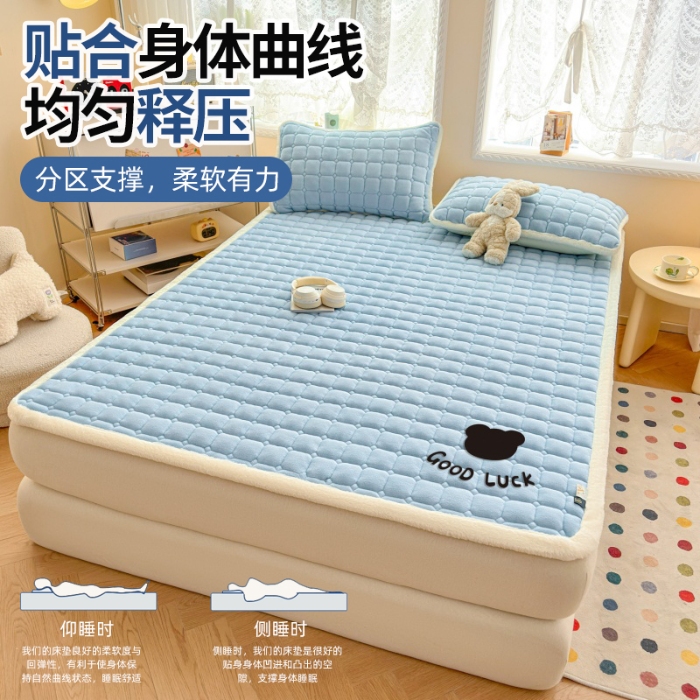91家纺网 家纺一手货源 找家纺 （总）爱屋及屋 2025新款牛奶绒床垫软垫加绒加厚床褥垫冬季宿舍单人铺地床褥子【填充200g】