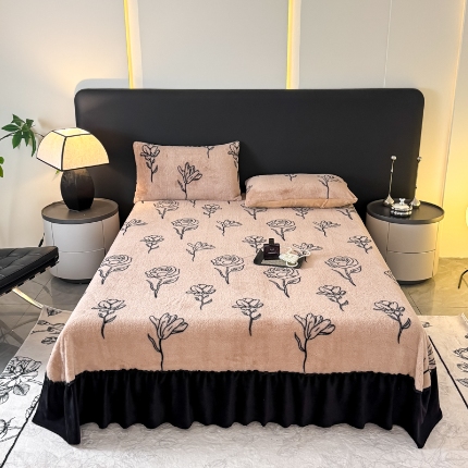 91家纺网 家纺一手货源 找家纺 （总）2025新款美拉德兔毛绒床裙 床单