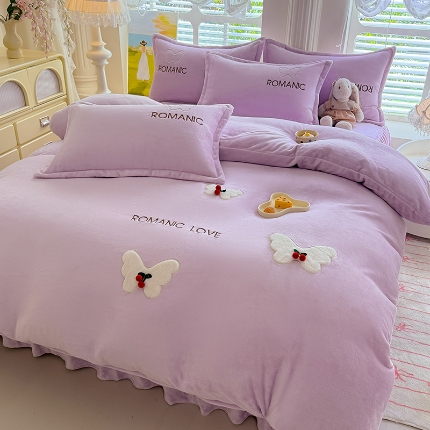 （总）苏米娜家纺SUMINA 2025新款简约ins风A类全消光230g牛奶绒公主绒四件套床裙款被套系列