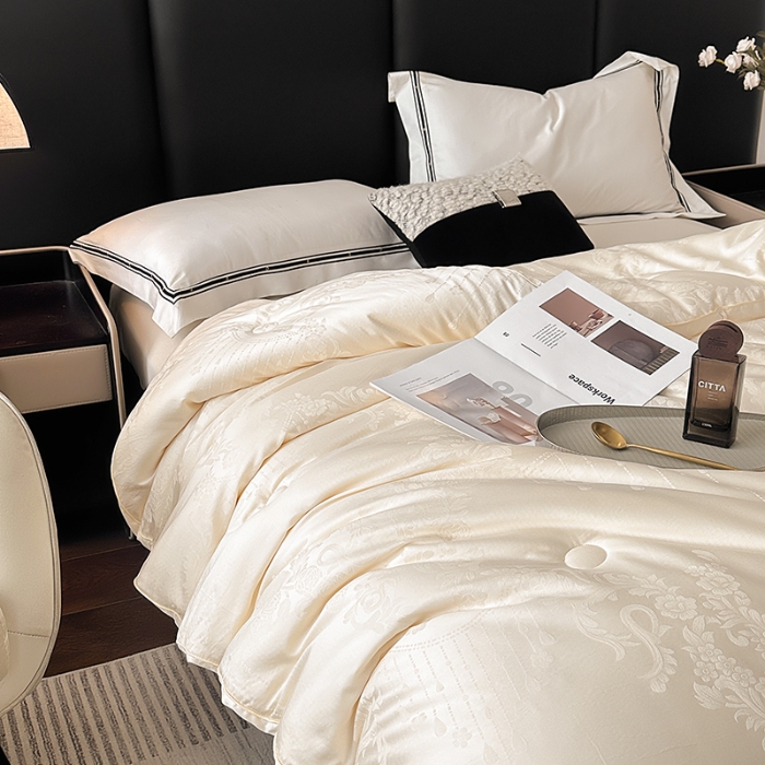 91家纺网 家纺一手货源 找家纺 （总）雅高 2025雅韵系列-60s木本天丝棉银丝大提花大豆纤维立体冬被拉链二合一子母被双胎被子加厚大豆被被芯