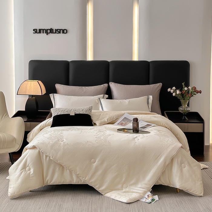 91家纺网 家纺一手货源 找家纺 （总）雅高 2025雅韵系列-60s木本天丝棉银丝大提花大豆纤维立体冬被拉链二合一子母被双胎被子加厚大豆被被芯