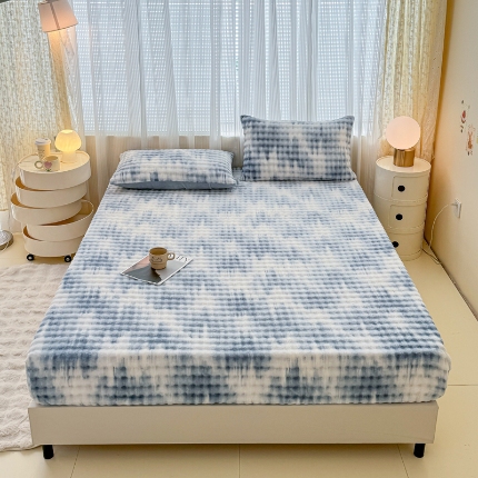 91家纺网 家纺一手货源 找家纺 （总）2025新款兔兔绒牛奶绒印花单床笠 床笠三件套 单枕套