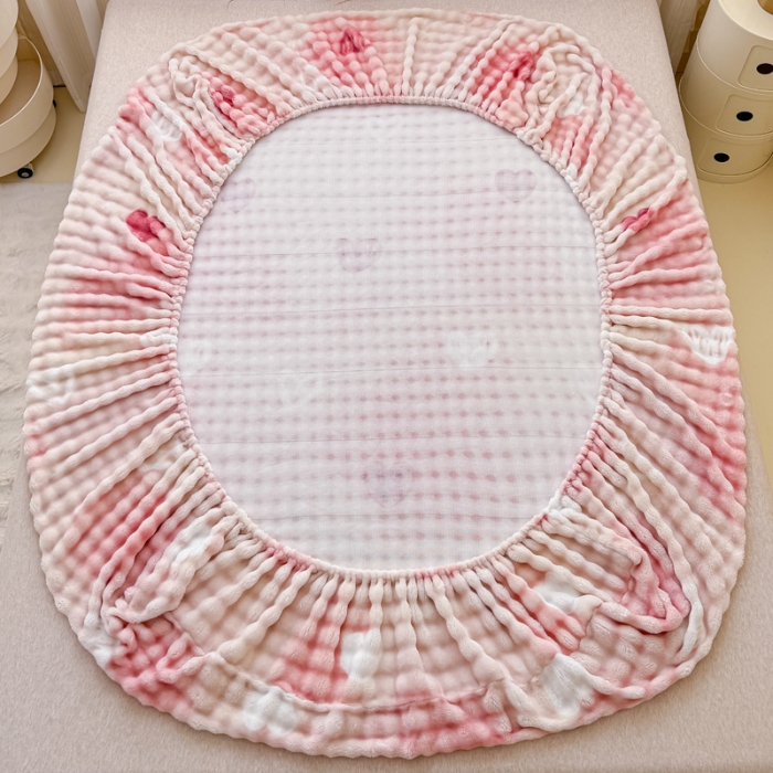 91家纺网 家纺一手货源 找家纺 （总）2025新款兔兔绒牛奶绒印花单床笠 床笠三件套 单枕套