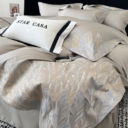 （总）（总）2025新款A类长绒棉贡缎全棉纯棉刺绣四件套 栖悦