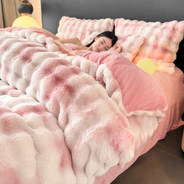 91家纺网 家纺一手货源 找家纺 （总）品乐家纺 2025新款秋冬A类高克重300g泡泡兔绒保暖被套单品被套单件被套