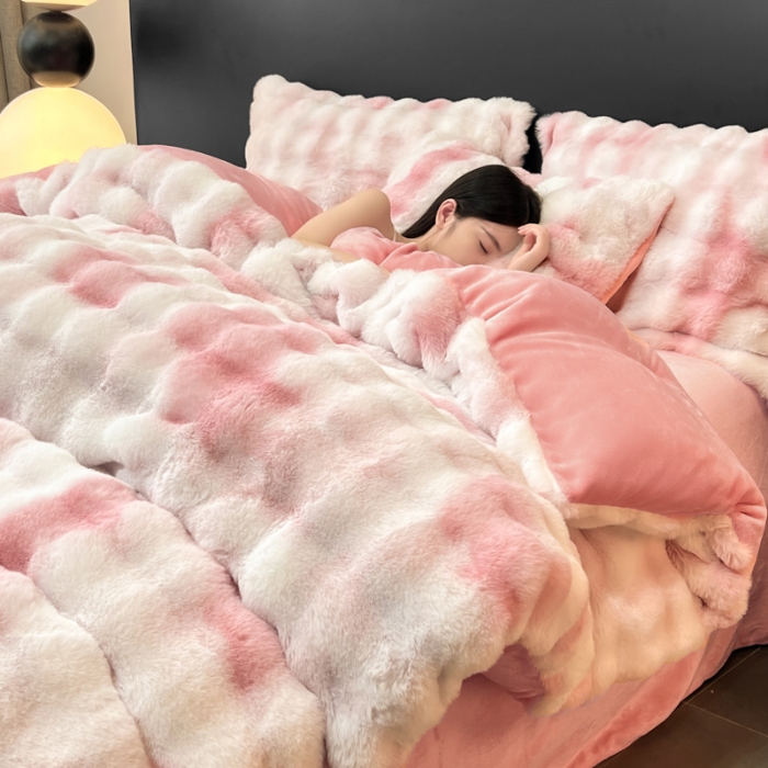 91家纺网 家纺一手货源 找家纺 （总）品乐家纺 2025新款秋冬A类高克重300g泡泡兔绒保暖被套单品被套单件被套
