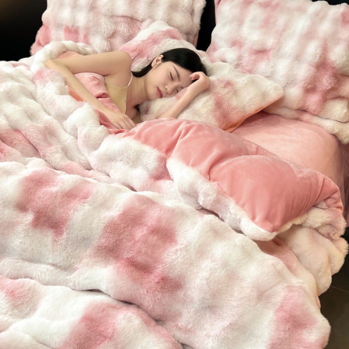 91家纺网 家纺一手货源 找家纺 （总）品乐家纺 2025新款秋冬A类高克重300g泡泡兔绒保暖被套单品被套单件被套