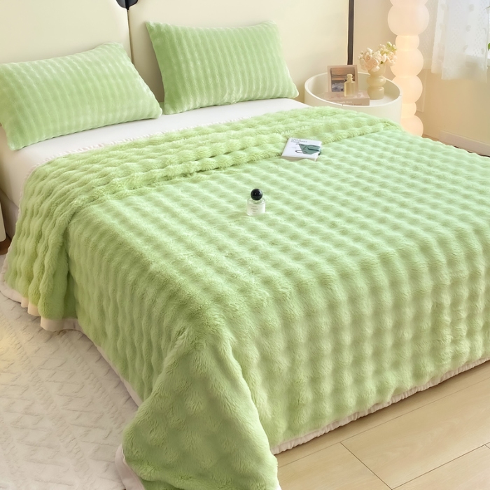 91家纺网 家纺一手货源 找家纺 （总）品乐家纺 2025新款秋冬A类高克重300g泡泡兔绒保暖床单牛奶绒