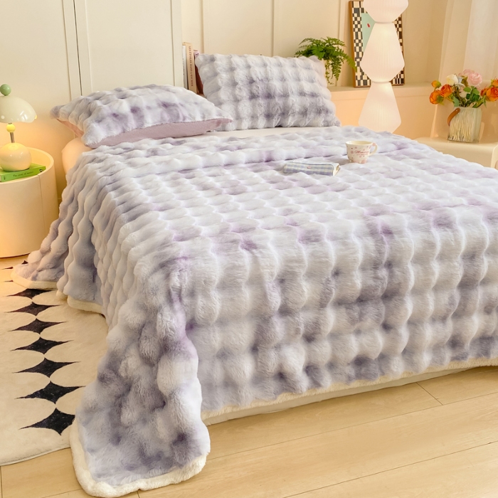 91家纺网 家纺一手货源 找家纺 （总）品乐家纺 2025新款秋冬A类高克重300g泡泡兔绒保暖床单牛奶绒