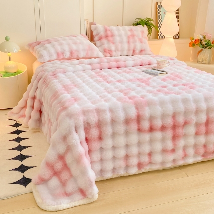 （总）品乐家纺 2025新款秋冬A类高克重300g泡泡兔绒保暖床单牛奶绒