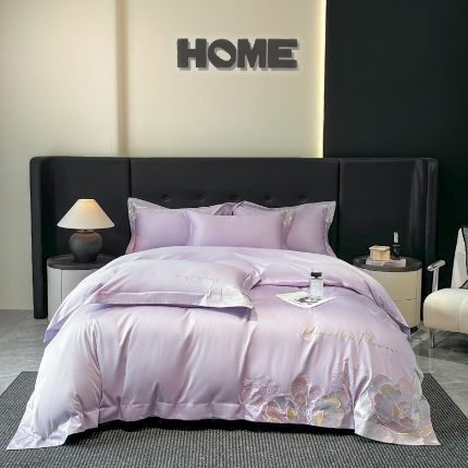 91家纺网 家纺一手货源 找家纺 （总）2025新款亲肤棉刺绣四件套-华尔兹系列