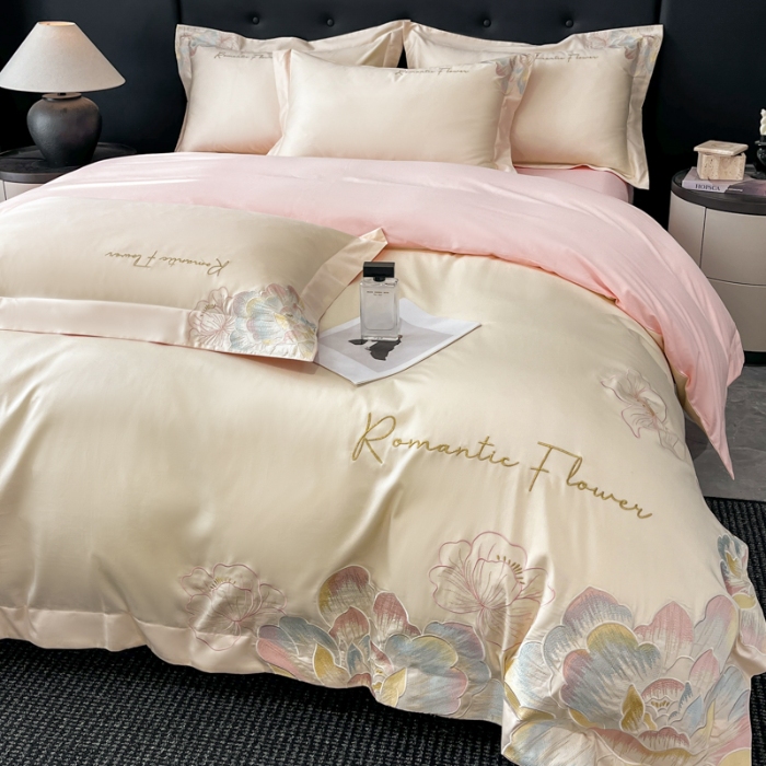 91家纺网 家纺一手货源 找家纺 （总）2025新款亲肤棉刺绣四件套-华尔兹系列