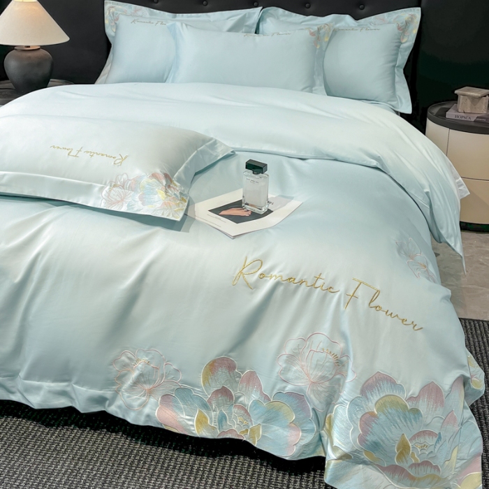 91家纺网 家纺一手货源 找家纺 （总）2025新款亲肤棉刺绣四件套-华尔兹系列