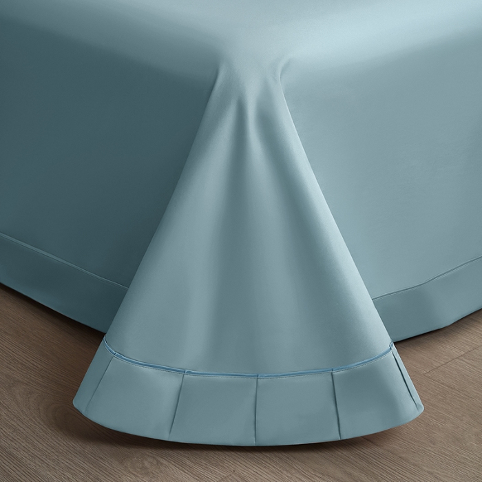 91家纺网 家纺一手货源 找家纺 100支100S全棉皇妃缎四件套可配七件套可定制长绒棉直播爆款 一叶菩提蓝