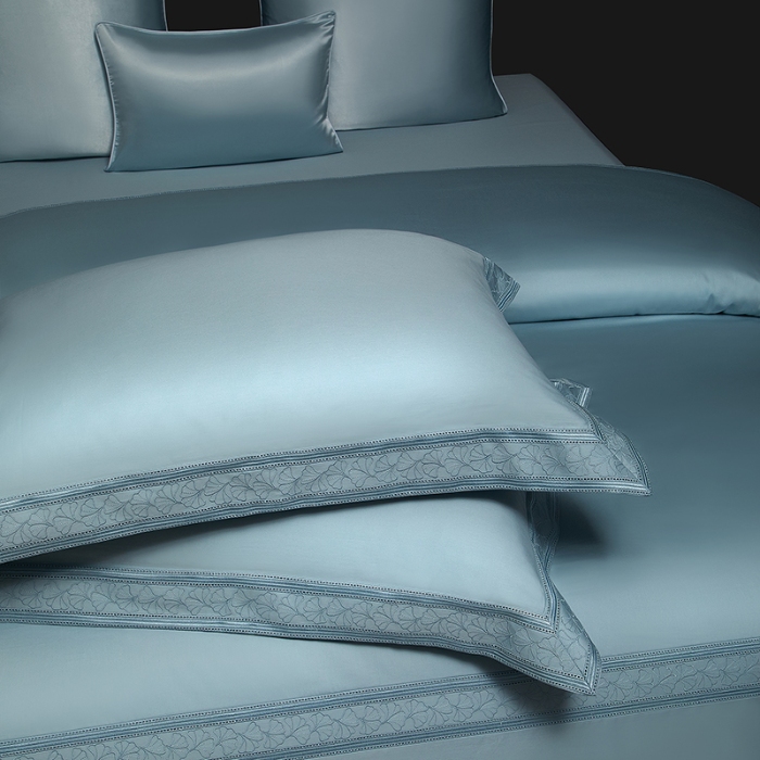 91家纺网 家纺一手货源 找家纺 100支100S全棉皇妃缎四件套可配七件套可定制长绒棉直播爆款 一叶菩提蓝