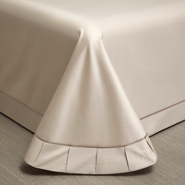 91家纺网 家纺一手货源 找家纺 100支100S全棉太妃缎纯色拼色四件套可选多件套可定制长绒棉直播爆款 木语经纬香槟