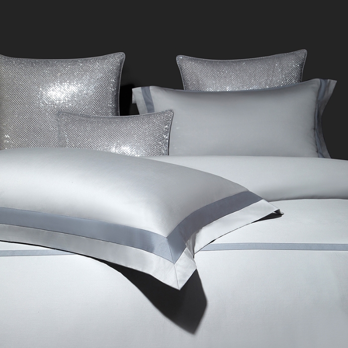 91家纺网 家纺一手货源 找家纺 100支100S全棉太妃缎纯色拼色四件套可选多件套可定制长绒棉直播爆款 木语经纬灰