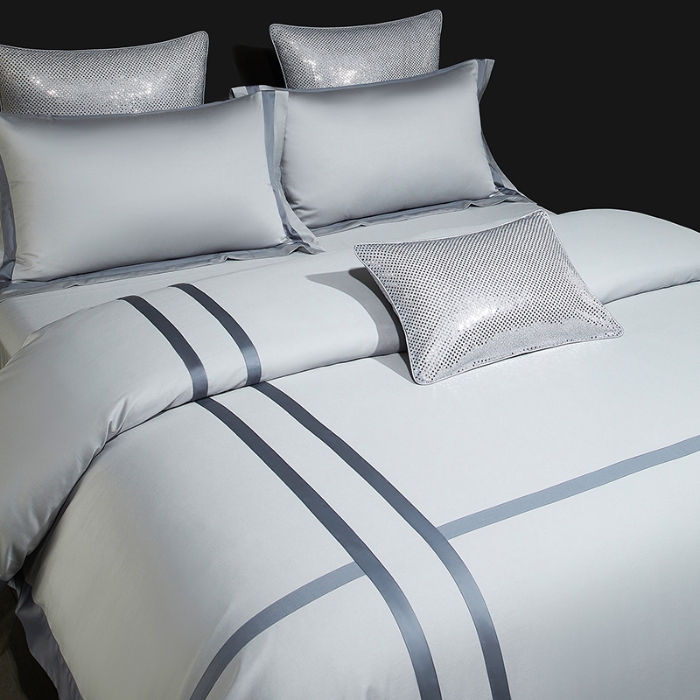 91家纺网 家纺一手货源 找家纺 100支100S全棉太妃缎纯色拼色四件套可选多件套可定制长绒棉直播爆款 木语经纬灰