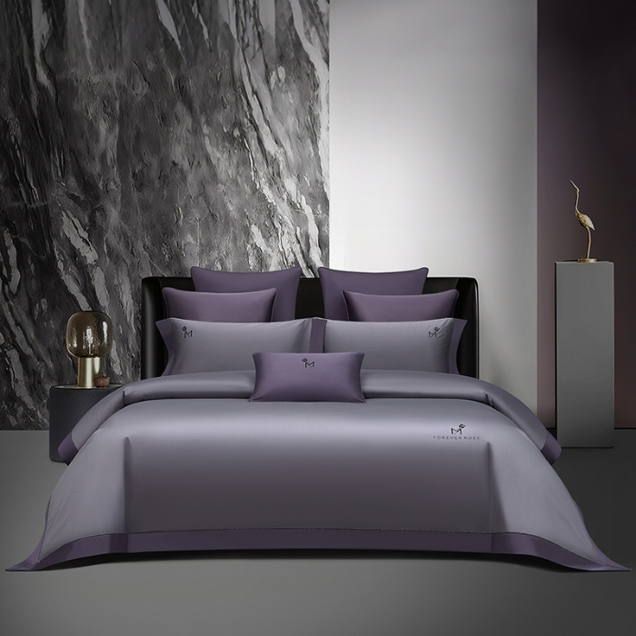 91家纺网 家纺一手货源 找家纺 （总）50S50支长绒棉纯色烫画拼接四件套直播爆款