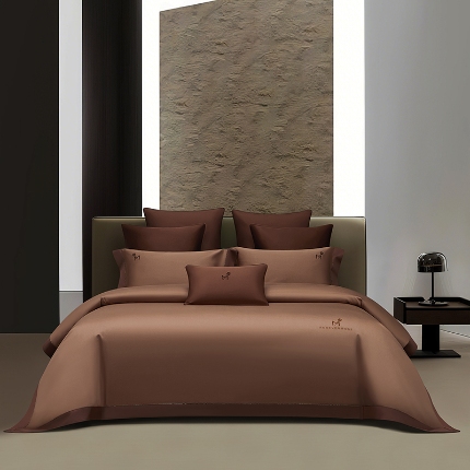 91家纺网 家纺一手货源 找家纺 （总）50S50支长绒棉纯色烫画拼接四件套直播爆款