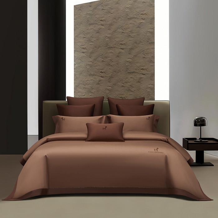 91家纺网 家纺一手货源 找家纺 （总）50S50支长绒棉纯色烫画拼接四件套直播爆款